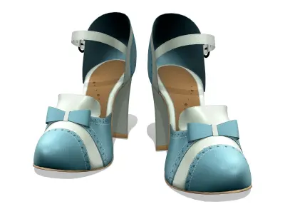 Retro Vintage Heel Shoes Low-poly 3D model