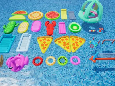 Pool Inflatable floats Low-poly 3D model