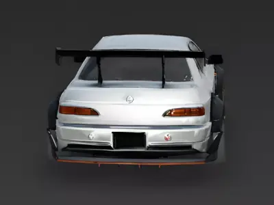Widebody Silver JDM Drift Coupe 3D Model Low-poly 3D model