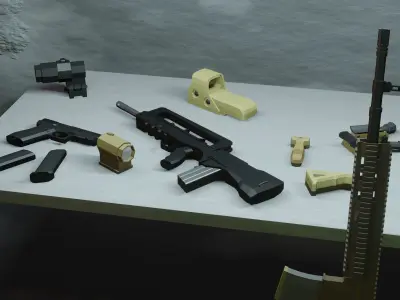 weapons pack low poly Low-poly 3D model