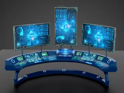 SciFi Computer Table  Low-poly 3D model