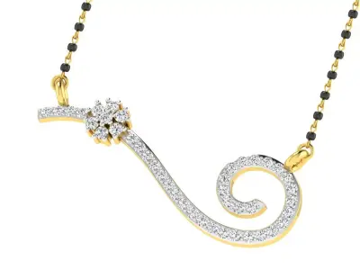 Diamond locket set for Women 3D print model 2