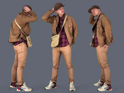 Urban contemplation Man in a beige outfit 3D model