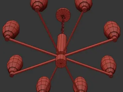 Julian chandelier with six lights in brass and clear glass 3D model