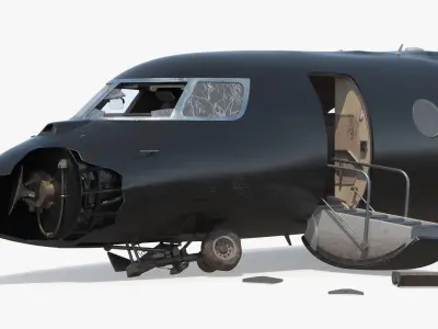  Business Jet Aircraft Wreckage Crashed Black 