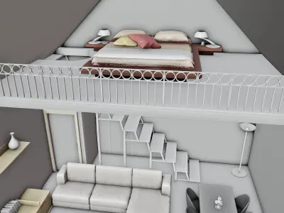 Skandinavian Home Interior   Low-poly 3D model