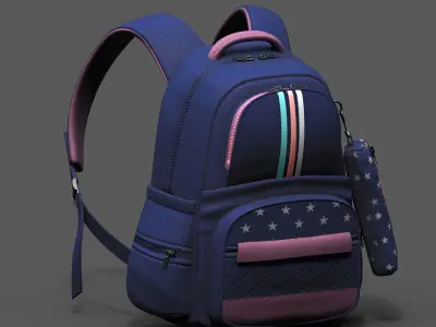 Backpack Camping scifi fantasy 3d human baggage  Low-poly 3D model