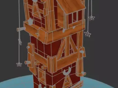 Torre de madera estilizada High Poly Free 3D model
