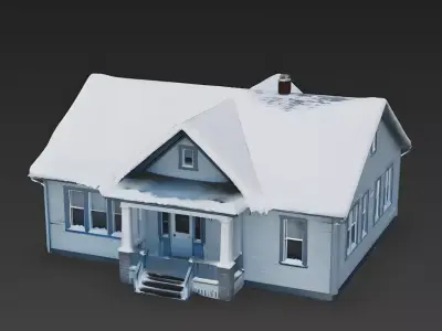 Blizzard-Buried Craftsman Bungalow 3D Model Low-poly 3D model