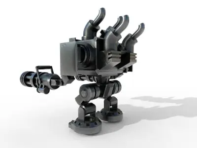 Machine Gun Robot Low-poly 3D model