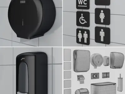 Bathroom accessories set 72 black  3D model