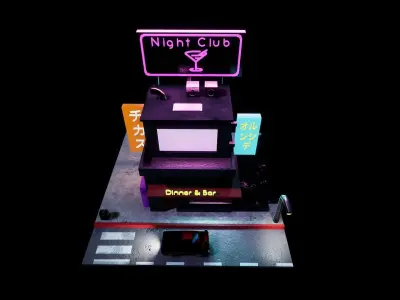 Cyberpunk Building - Low Poly Game Ready Low-poly 3D model