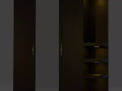 Wardrobe cabinet with shelves and lights Free 3D model