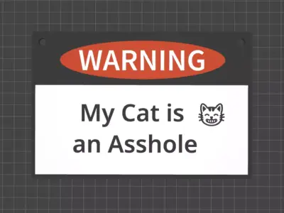 Warning Cat Sign 3D print model