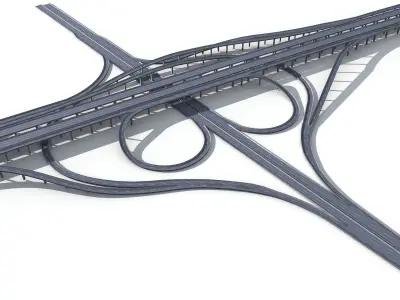 Highway Road Viaduct Flyover-12 3D model