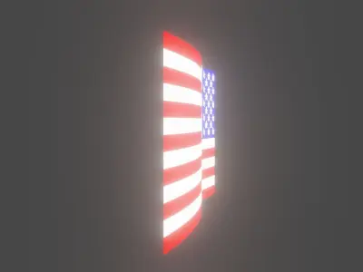Lighted Waving American Flag  3D model