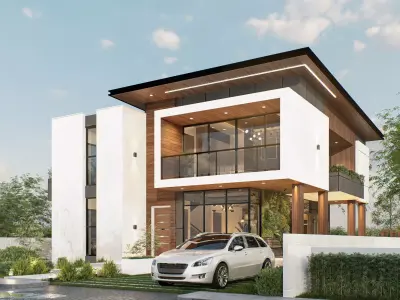 MODERN 2 STOREY HOUSE Low-poly 3D model