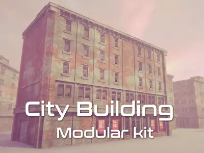 City Building Modular Kit Low-poly 3D model