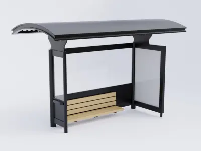 Bus Stop Shelter 6 Low-poly 3D model