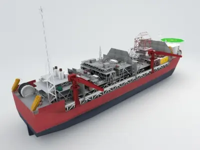 FPSO Jotun A offshore Oil rig Low-poly 3D model