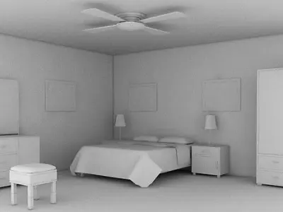 Furnished Room Low-poly 3D model