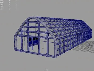 Longhouse wooden structure 3D model
