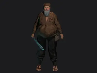 AAA 3D REALISTIC CHARACTER - FANTASY MEDIEVAL OLD MAN BUTCHER Low-poly 3D model