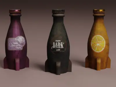 Nuka cola set Low-poly 3D model