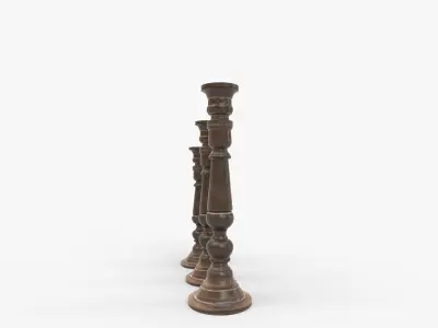 Traditional Style Pillar Candlestick Set 3D model