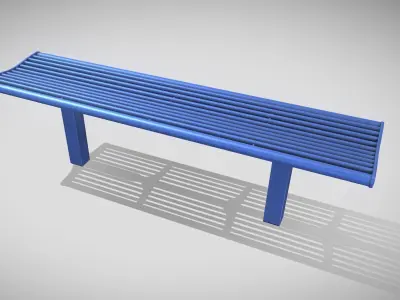 Bench 5 Low-Poly Blue Painted Metal Low-poly 3D model