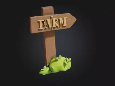 Farm Direction Sign Guiding the Way to Rustic Charm 3D model