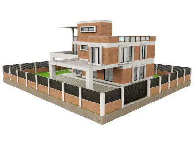 Modern Brick House 3 3D model