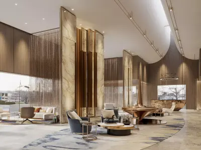 hotel lobby 3D model 10