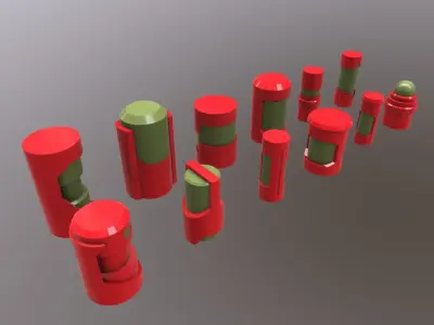 12 Sci-Fi Capsule Models Kit Low-poly 3D model