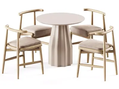 Burin Table D80 by Viccarbe and Chair Emilia by Meridiani 3D model