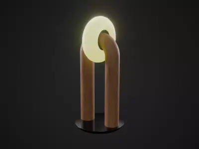 Wooden Dimmable Table Lamp Low-poly 3D model