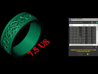 Light Gold Diamond Men Ring 2MR067 3D print model