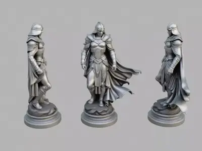 Warrior Statue Low-poly 3D model
