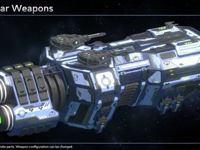 Spaceship Enkar Republic Destroyer Tergon Low-poly 3D model