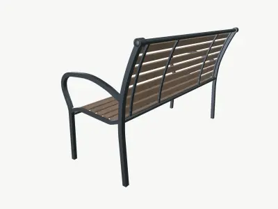 Park Bench Low-poly 3D model 4
