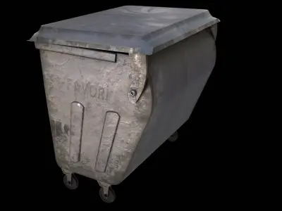 garbage container Low-poly 3D model 2
