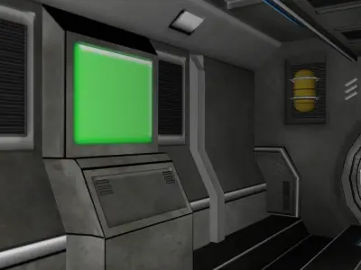 Sci-fi Corridor with Door and floor and Diagonal Corners Low-poly 3D model