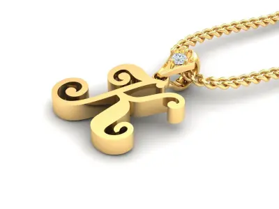 Alphabet V3 Light Gold  Font Pendant K 3D print model