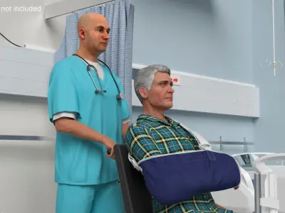  Medical Professional with Scrubs Rigged 