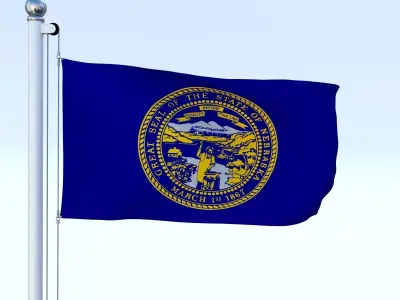 Animated Nebraska Flag Low-poly 3D model