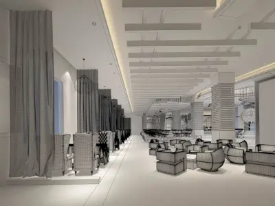 Business Restaurant - Coffee - Banquet  145 3D model