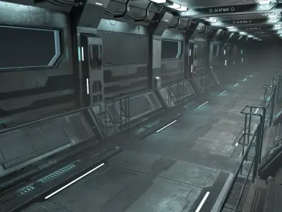 Sci-Fi Modular Corridor Version1 Low-poly 3D model
