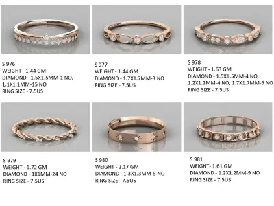 400  Minimalist Light Weigt Diamond rings collection 3D print model
