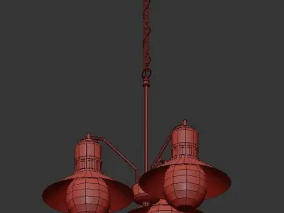 JONATHAN Y three light chandelier in brass with glass shades 3D model