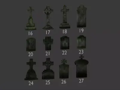 Tomb stone graveyard low poly pack 2 Low-poly 3D model